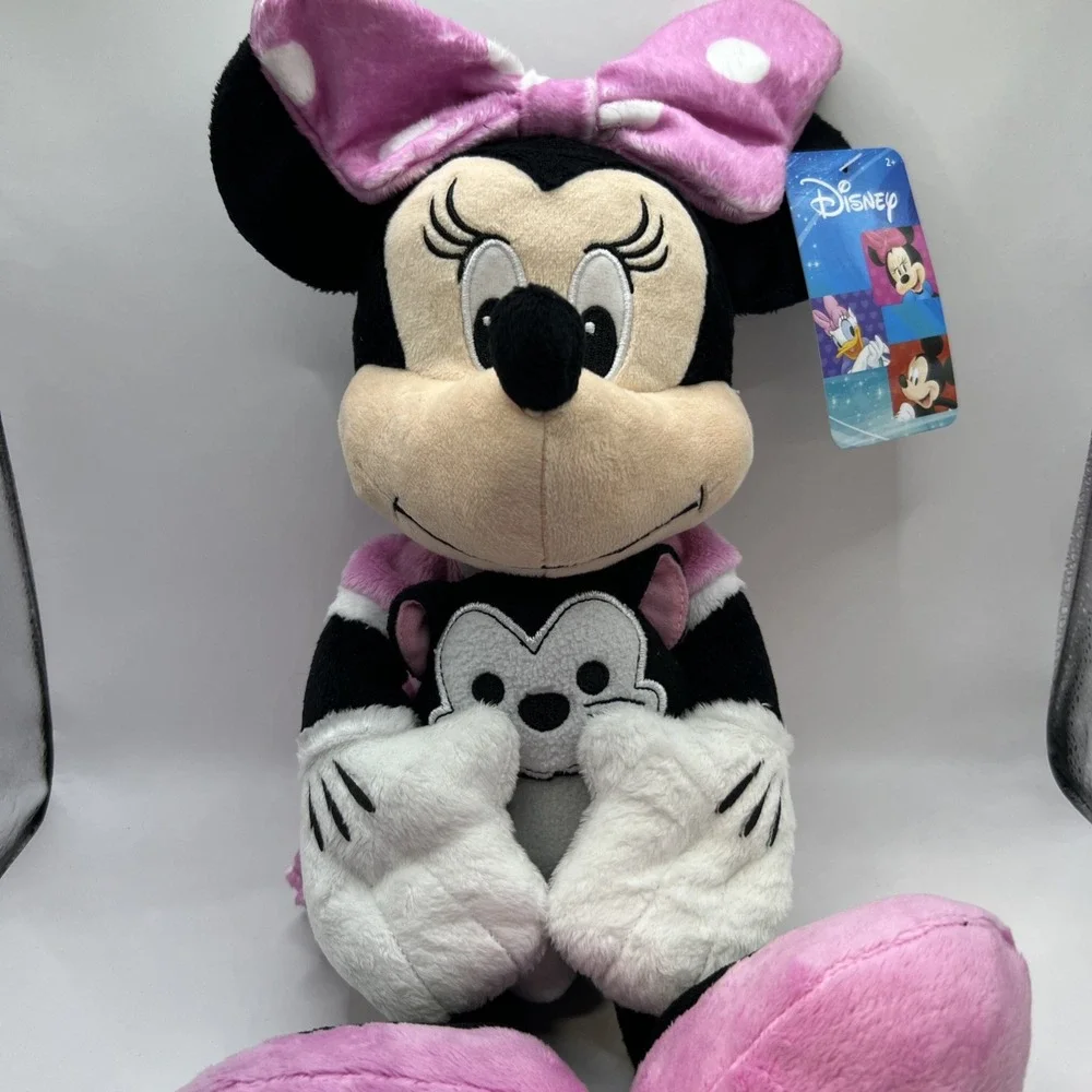 Disney Minnie Mouse & Figaro Plush Cat Plushie‎ Kitty New Pink White Black